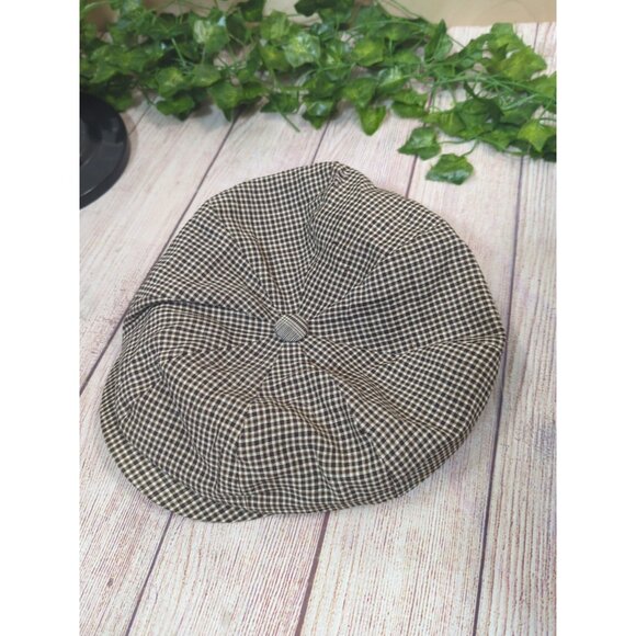 Goorin Bros Newspaper Hat Cap Made In Italy Bottoli 59 7 3/8 L Brown Plaid - Picture 5 of 7